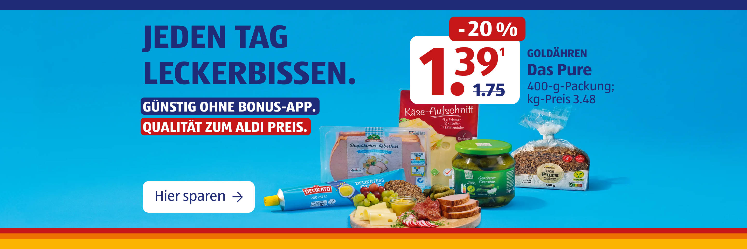 Deutsches Supermarktangebot mit einer Auswahl verschiedener Lebensmittel.