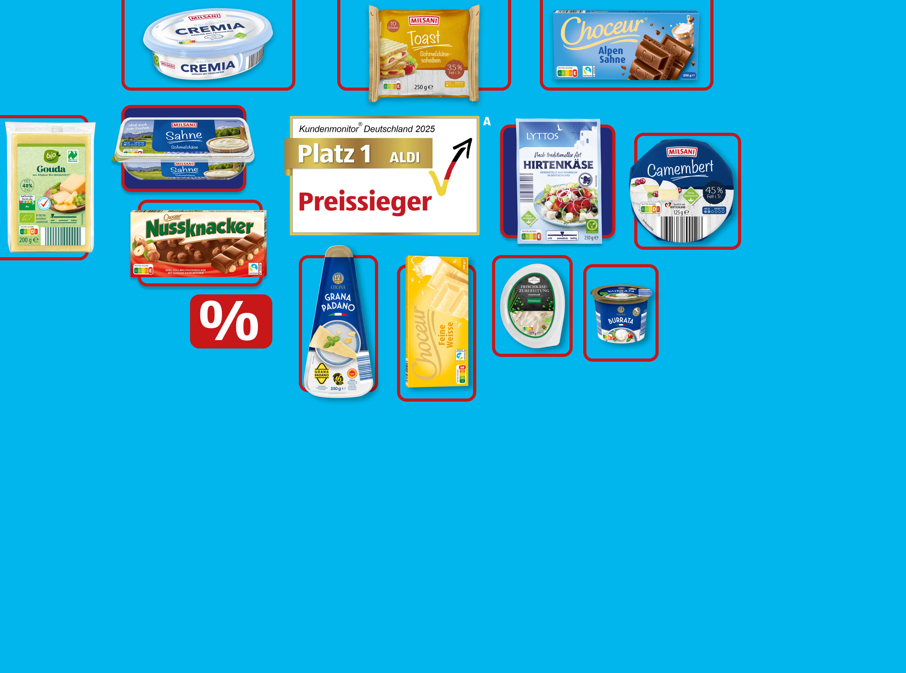 Lebensmittel auf dem blauen Hintergrund.