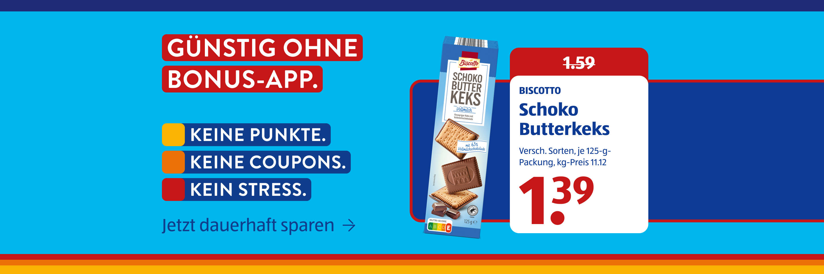 ALDI Angebot für Biscotto Schoko-Butterkekse mit dauerhaft günstigem Preis.