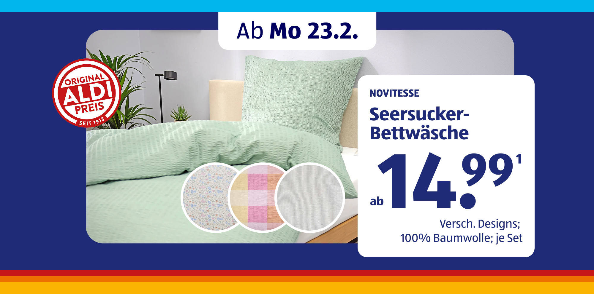 Novitesse Seersucker-Bettwäsche-Angebot bei Aldi.