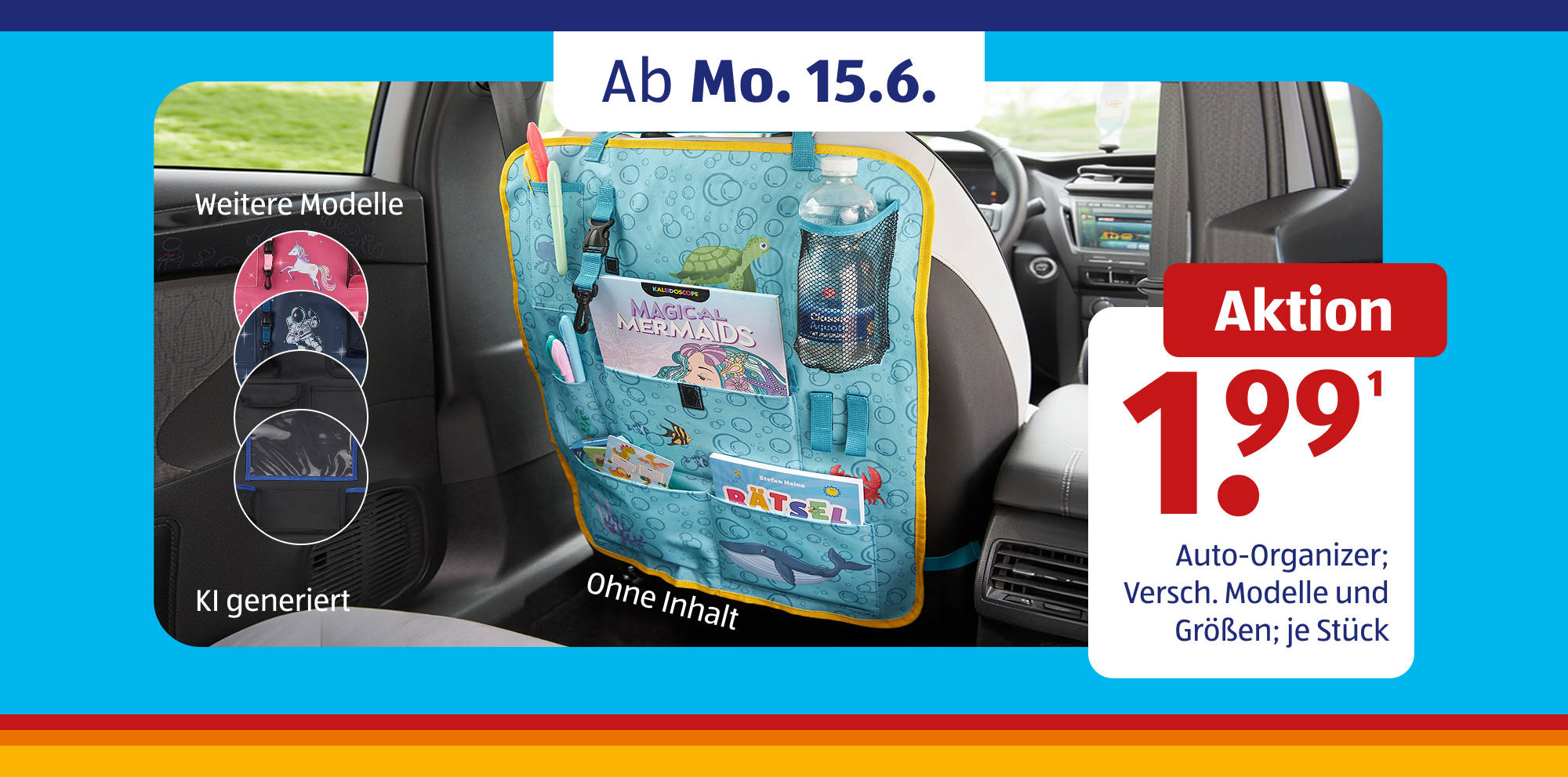 Bunter Autositz‑Rücken‑Organizer.