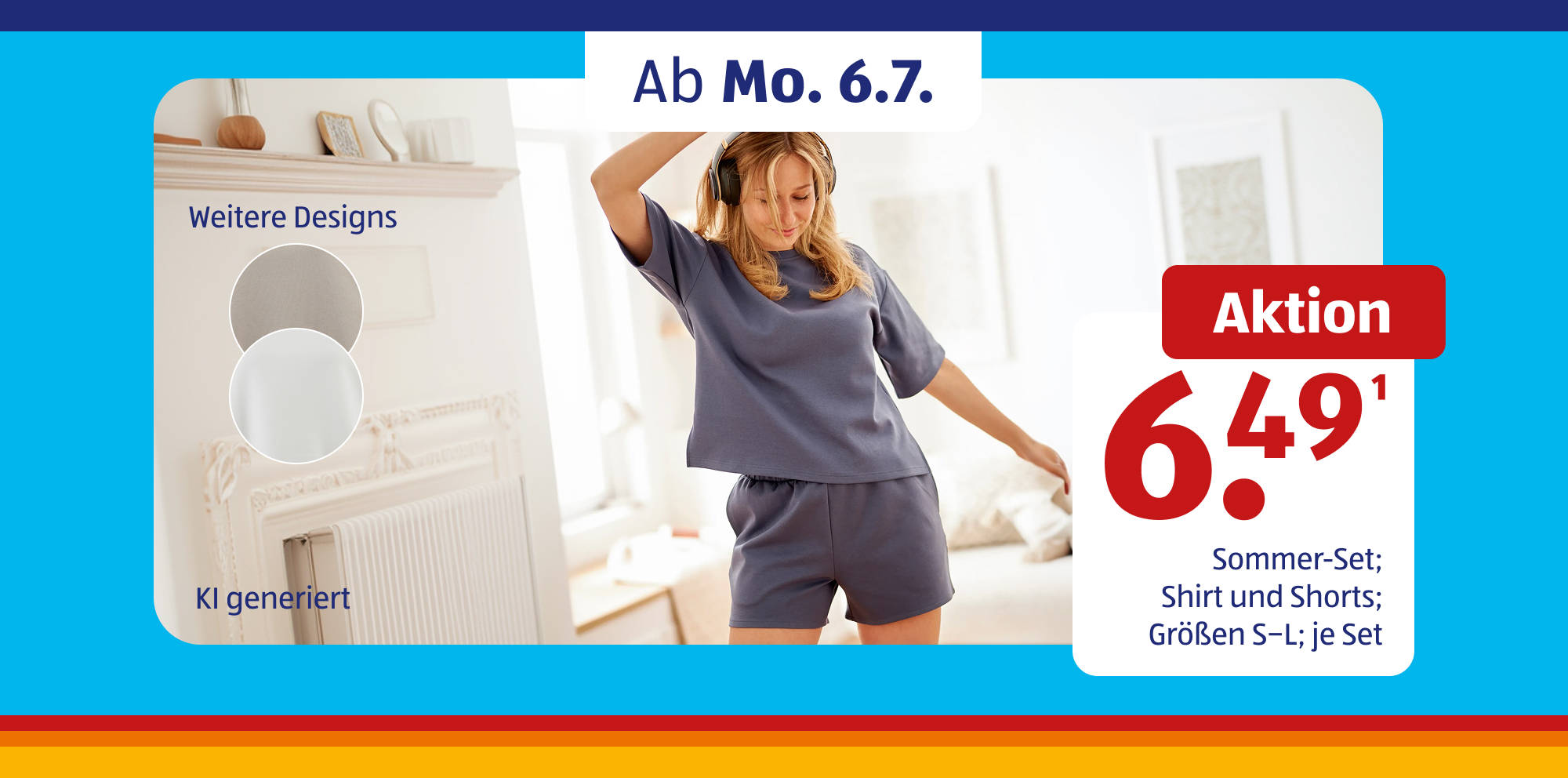 Sommer-Set-Aktion mit Shirt und Shorts.