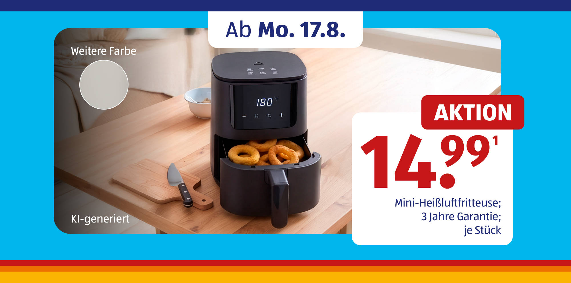 KI-generiert Aktion für eine Mini-Heißluftfritteuse.