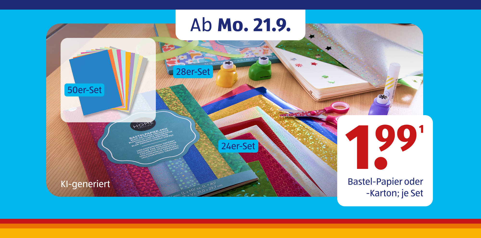 KI-generiert Bastelpapier und Bastelkarton in verschiedenen Farben.