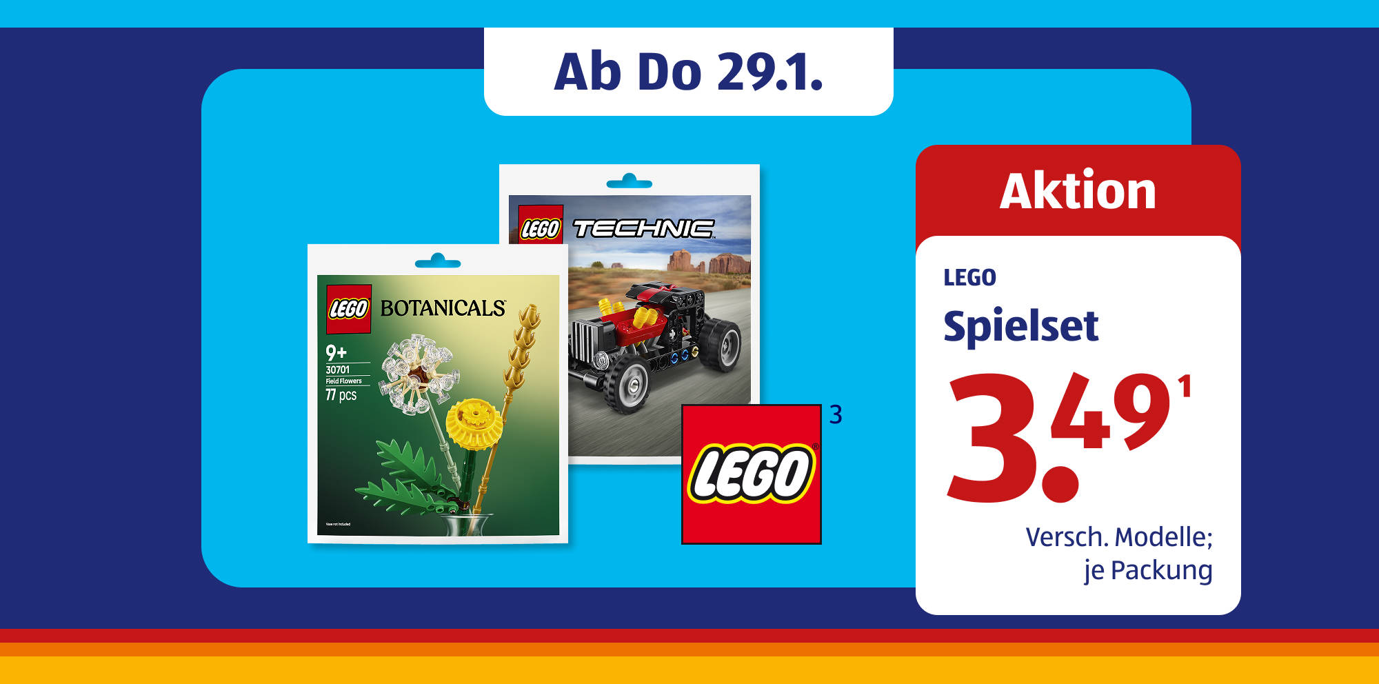 LEGO‑Spielset‑Aktion mit Preisangaben.