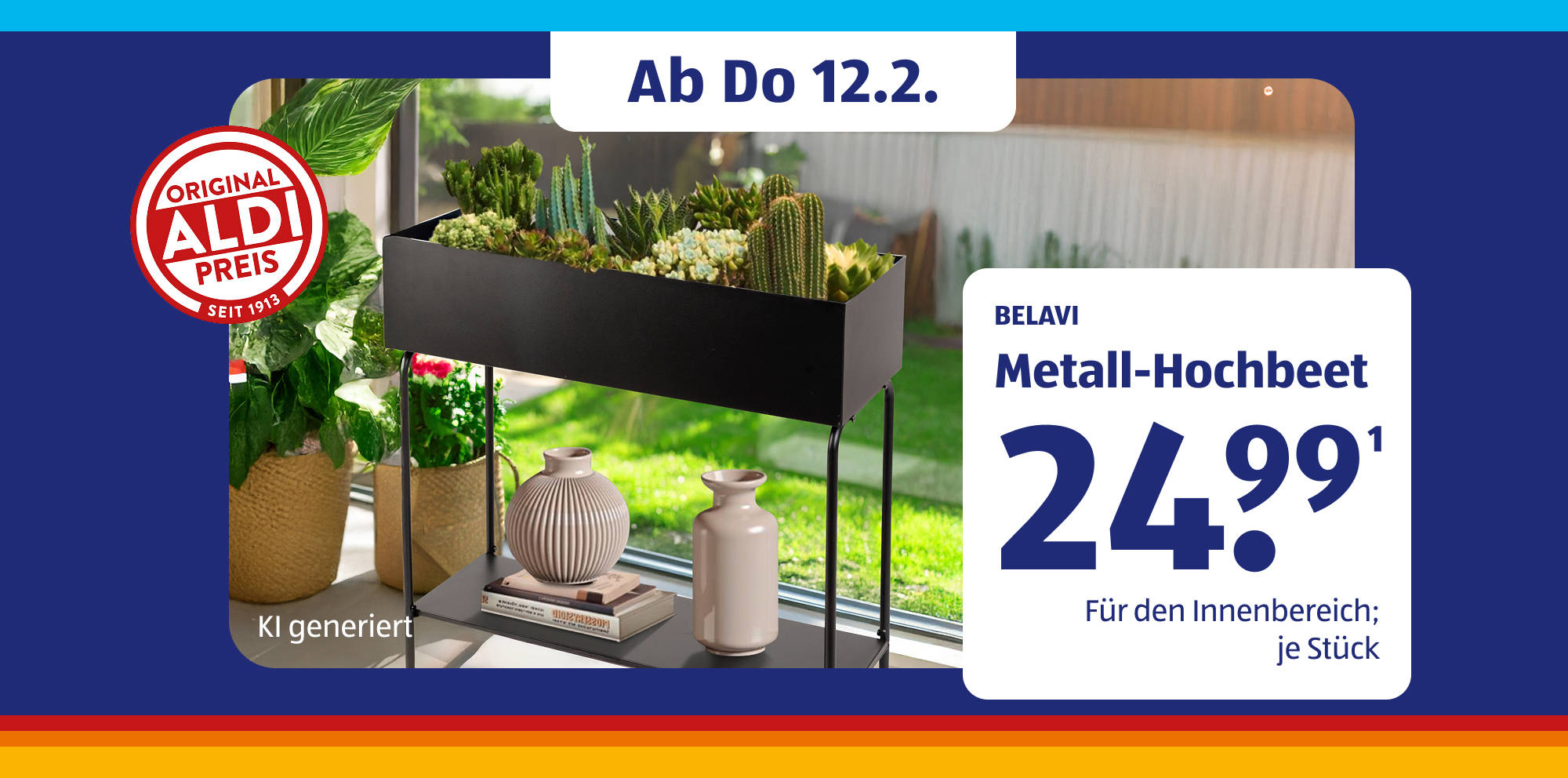 Belavi Metall-Hochbeet für den Innenbereich.