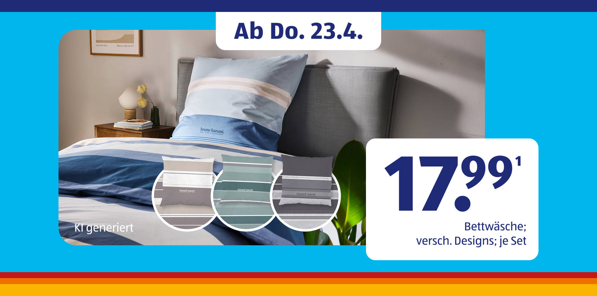 Gestreifte Bettwäsche-Sets in verschiedenen Designs.