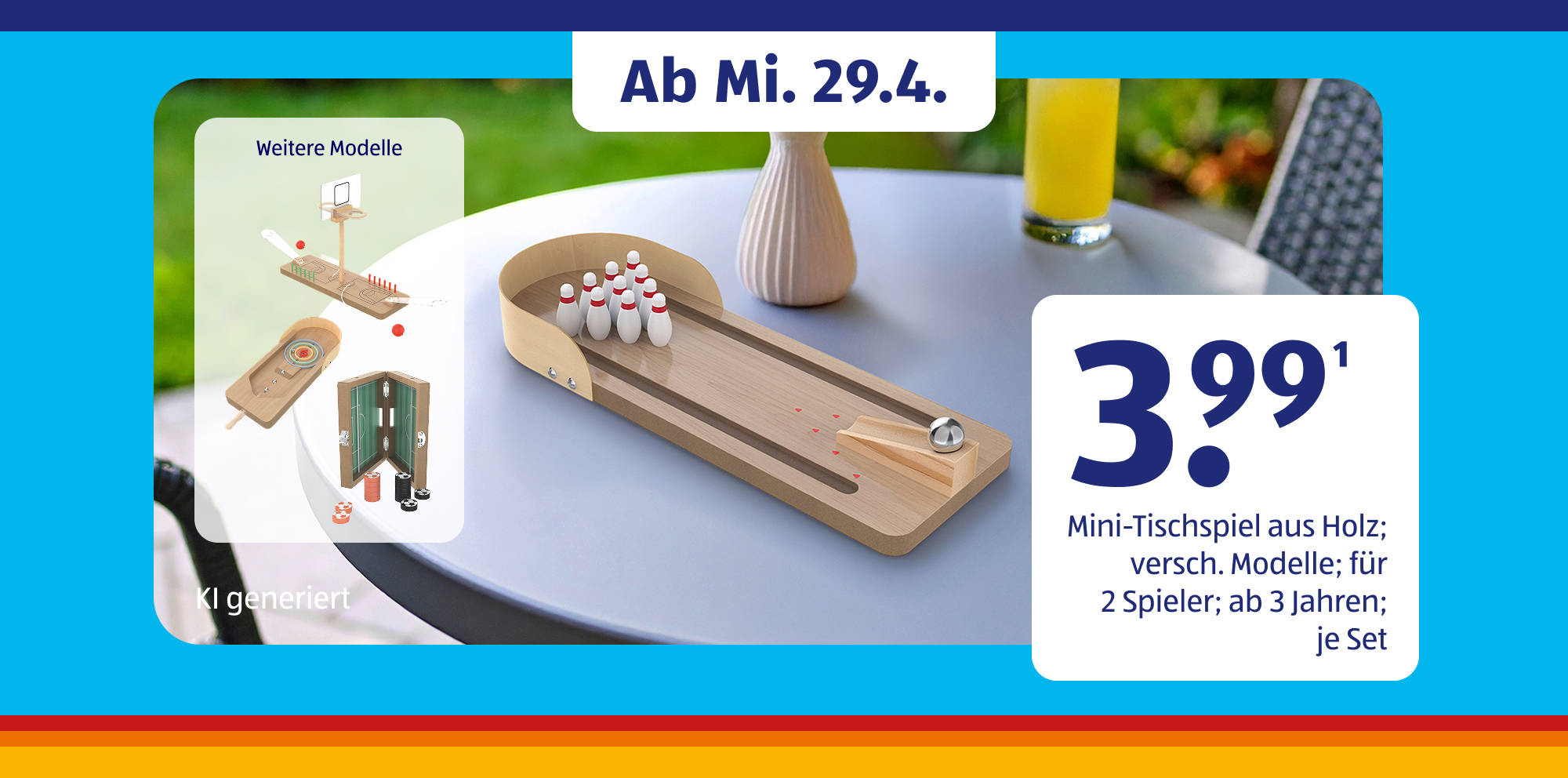 Mini‑Holz‑Tischspielset für zwei Spieler.