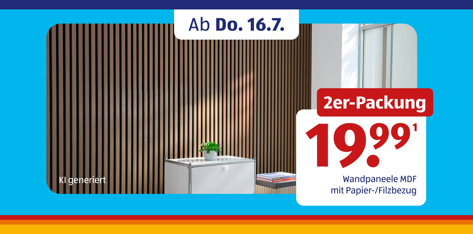 Aktionsgrafik für Wandpaneele aus Holz.