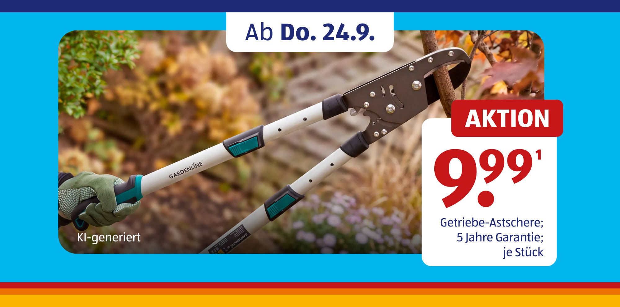 KI-generiert Astschere im Garten mit Aktionspreis.