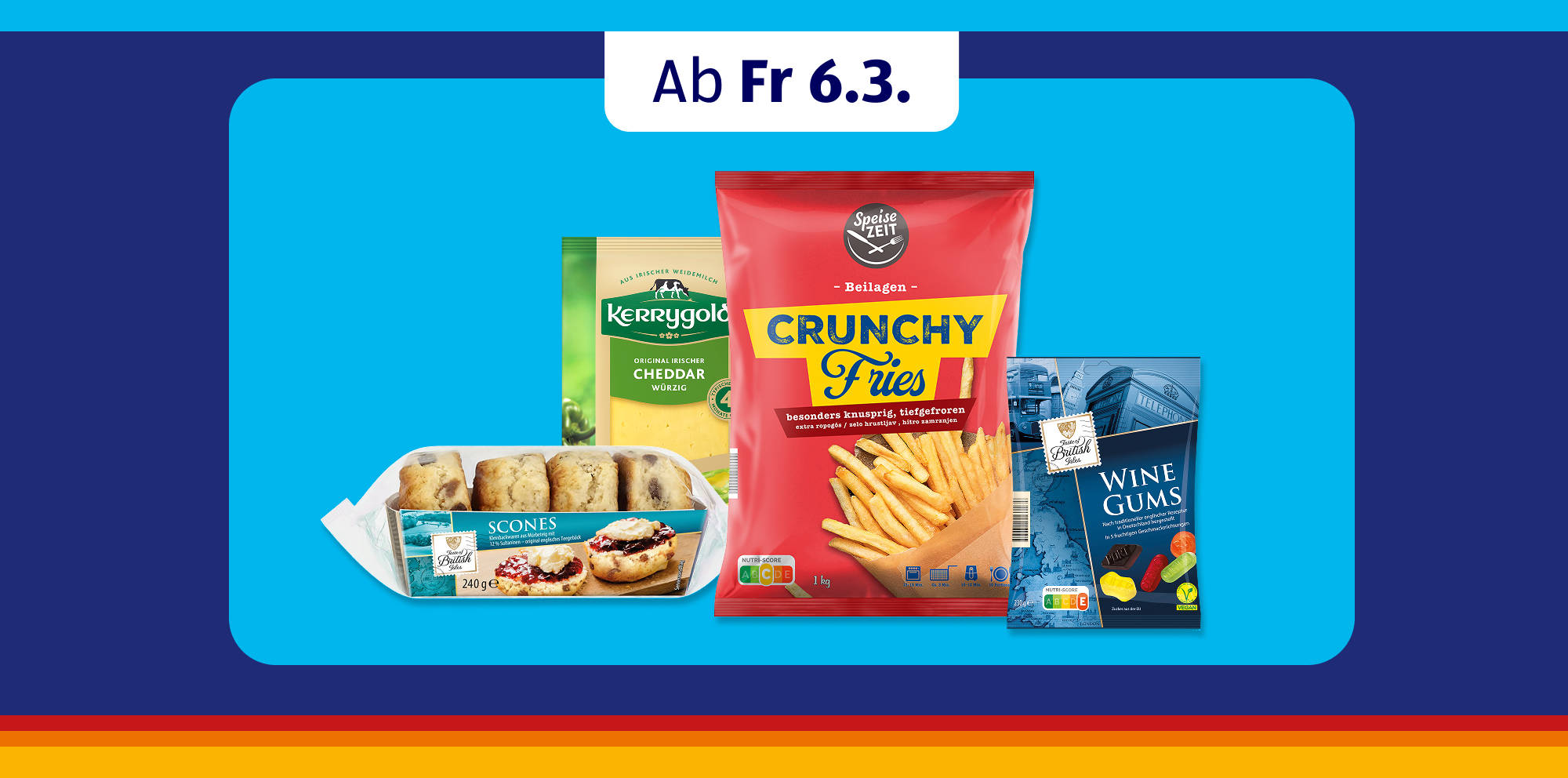 Sortierte Snackauswahl mit Cheddar und Scones.