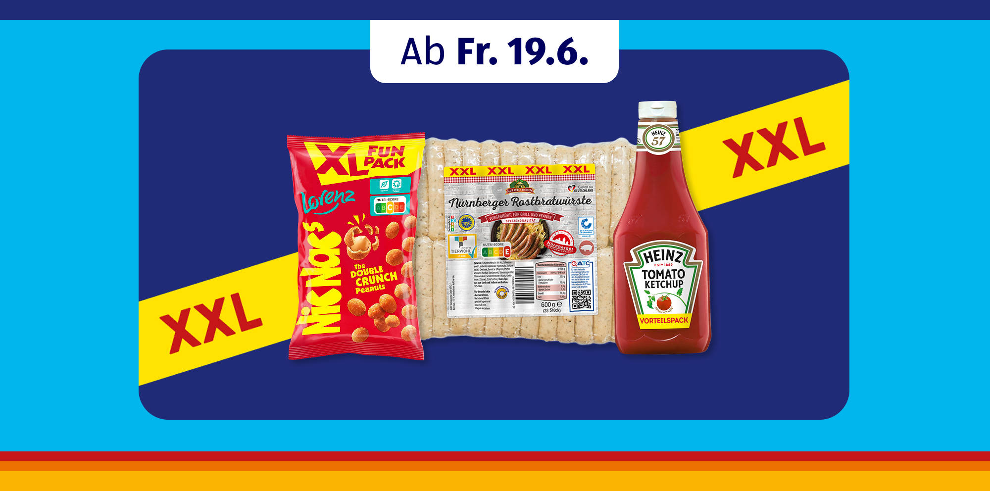 XXL‑Snackwürstchen und Ketchup.