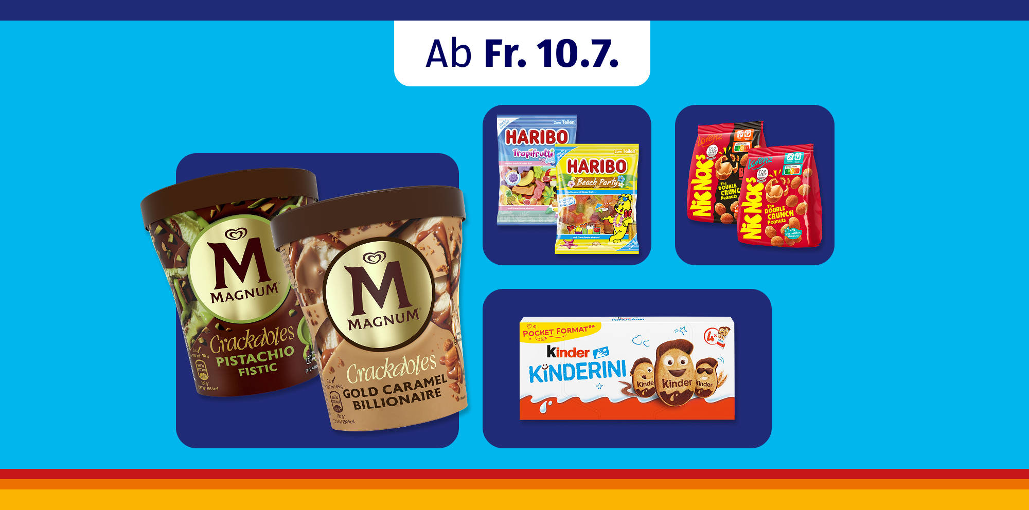 Banner für gemischte Eiscreme und Süßigkeiten-Promotion.