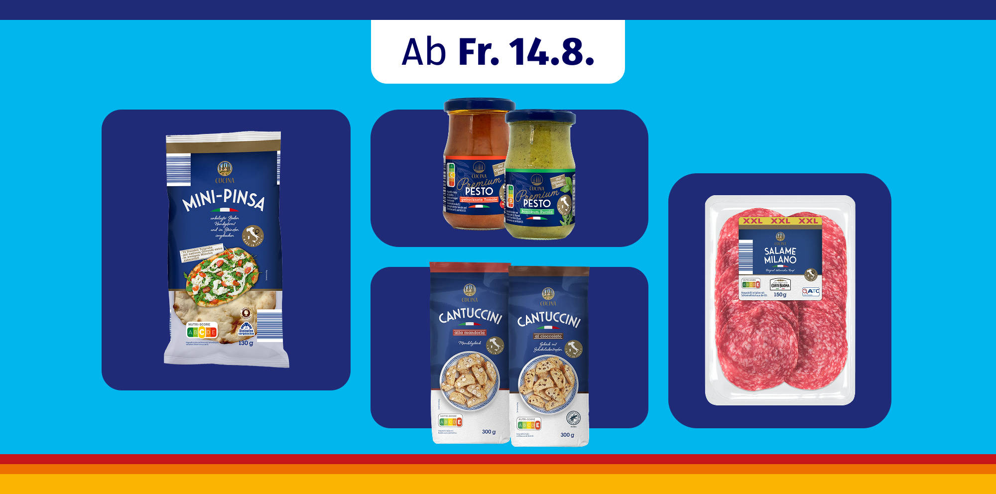 Werbung für italienische Lebensmittelprodukte.