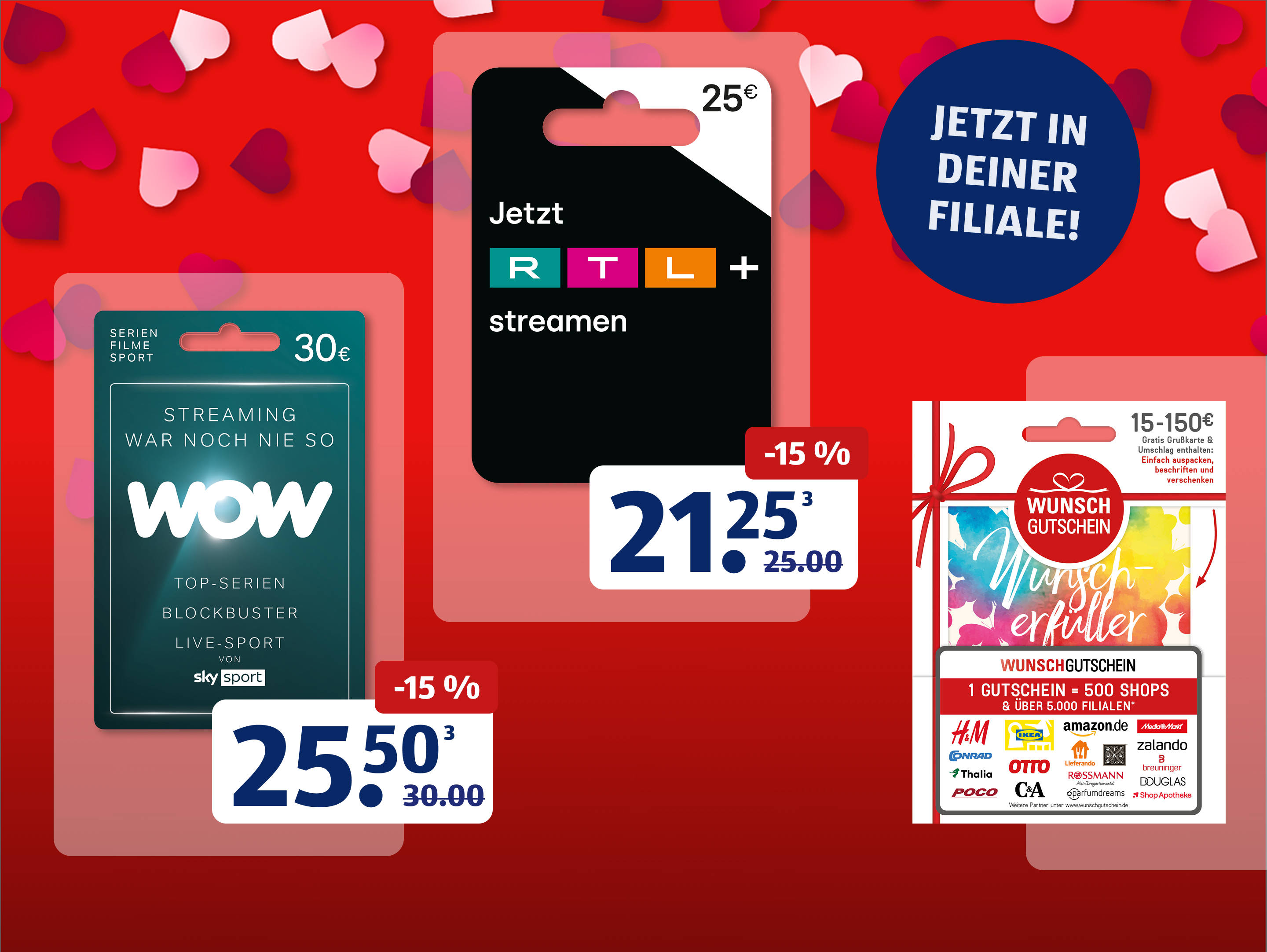 Geschenkkarten für Streaming und Shopping mit Rabatten