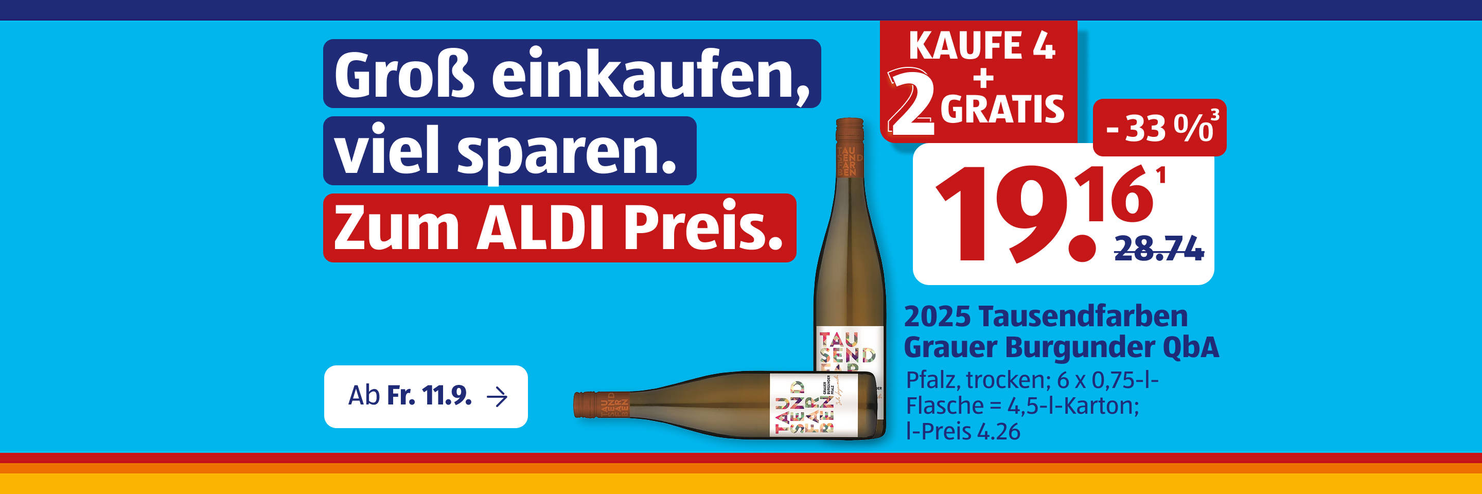 Aldi Weinaktion mit vergünstigtem Bundle-Preis.