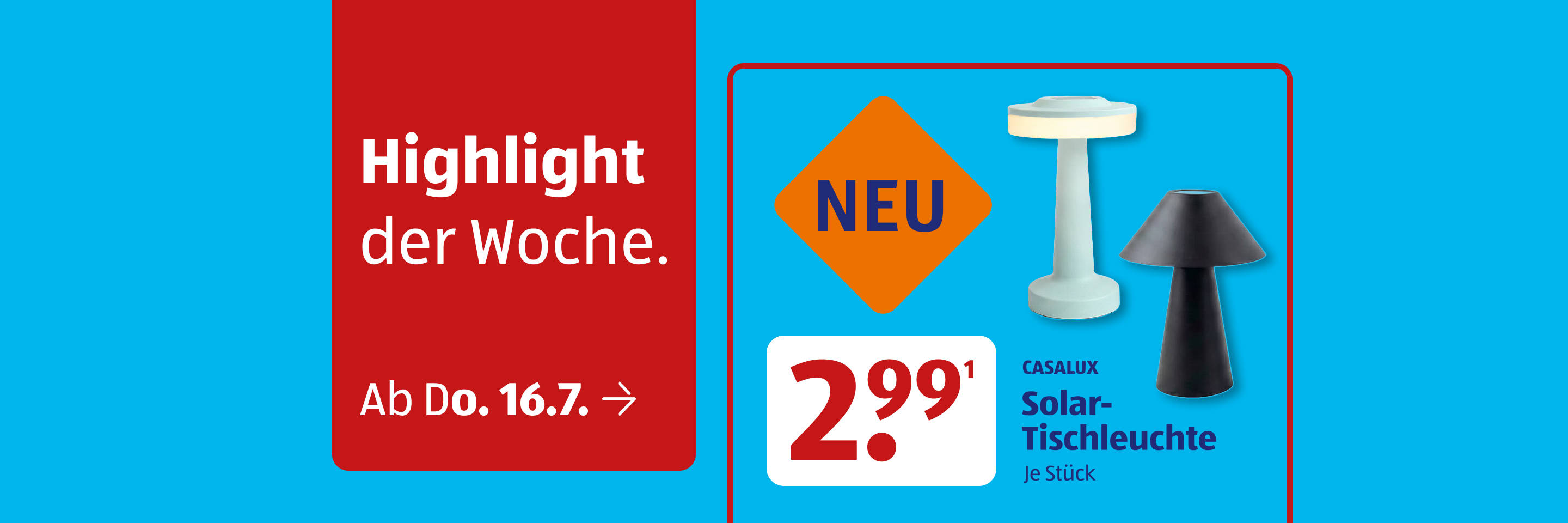 Wochenhighlight: Solartischleuchten im Angebot.
