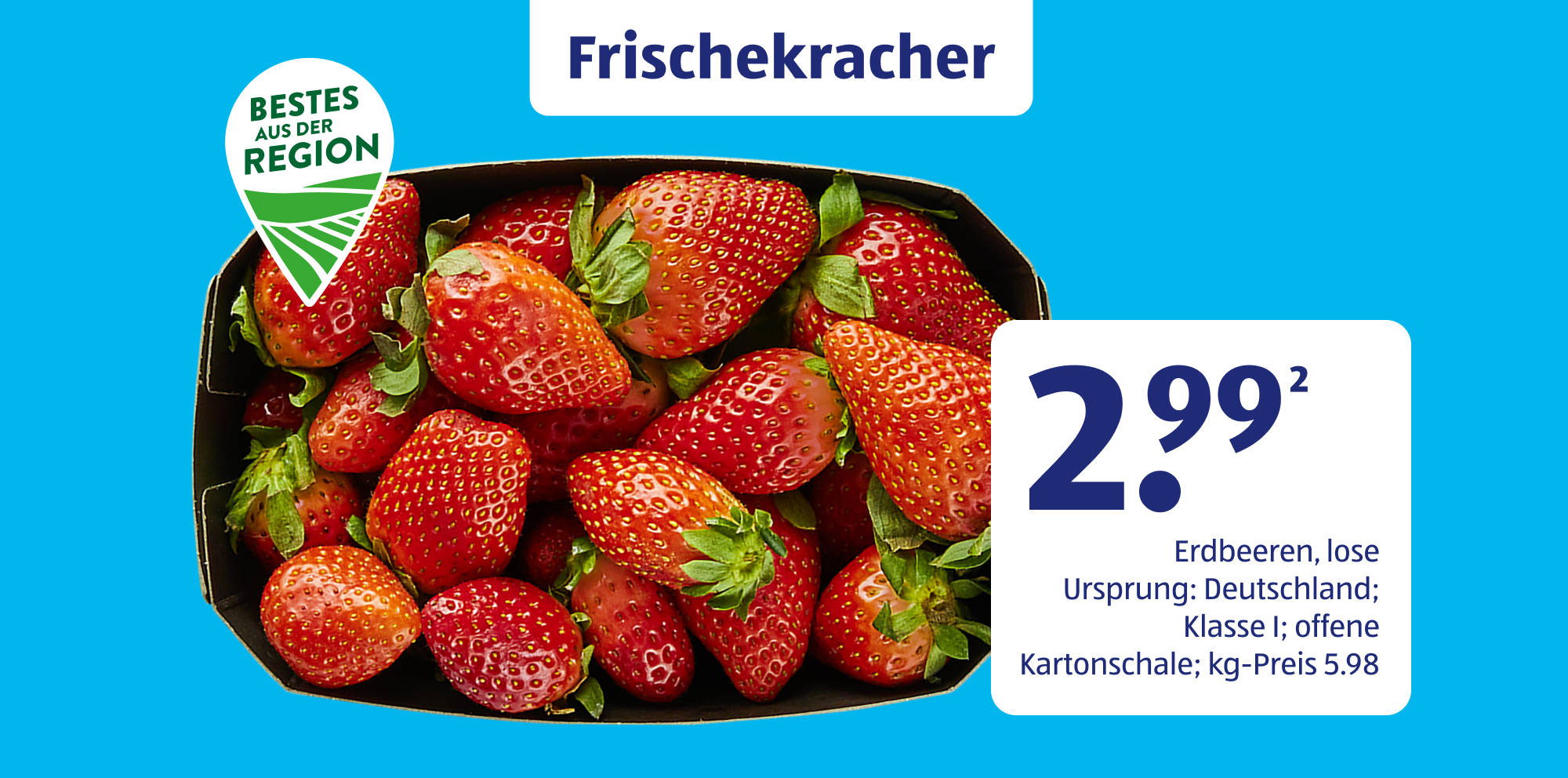 Frische deutsche Erdbeeren in Kartonschale.