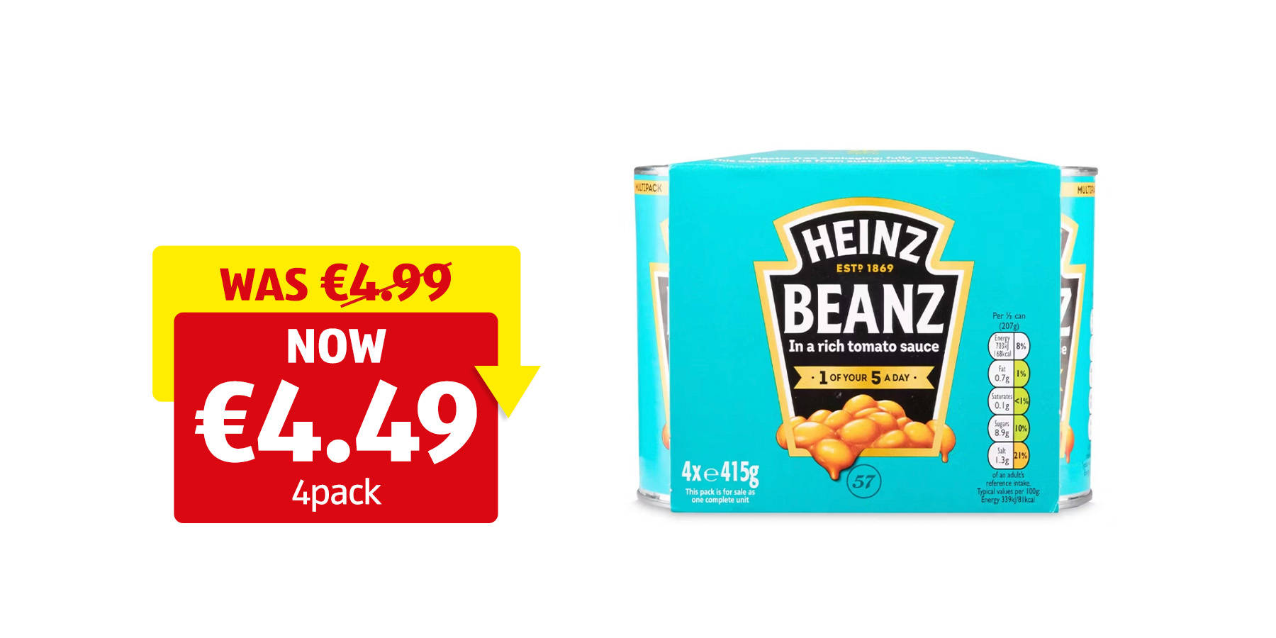 Image of Original Heinz Beanz 4 Pack