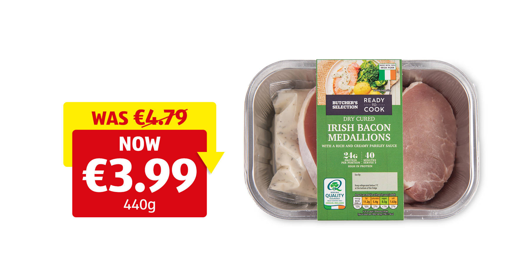 Image of RTC Dry Cured Bacon Medallions with Parsley Sauce