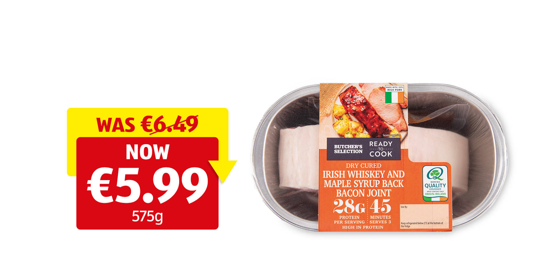 Image of Ready To Cook Dry Cured Back Bacon Joint in Foil Tray 