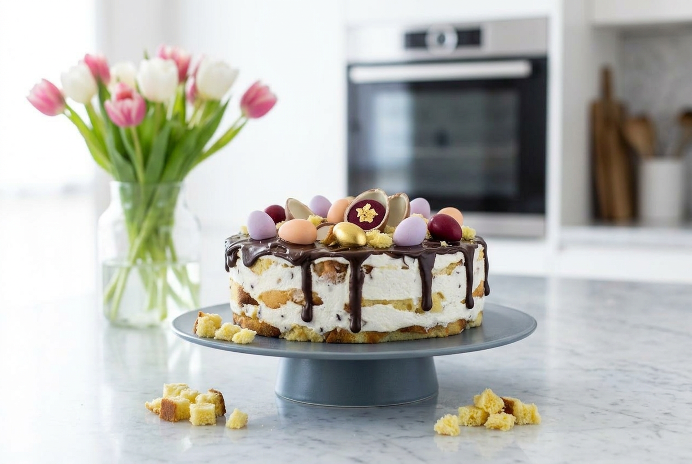 Torta con colomba e crema
