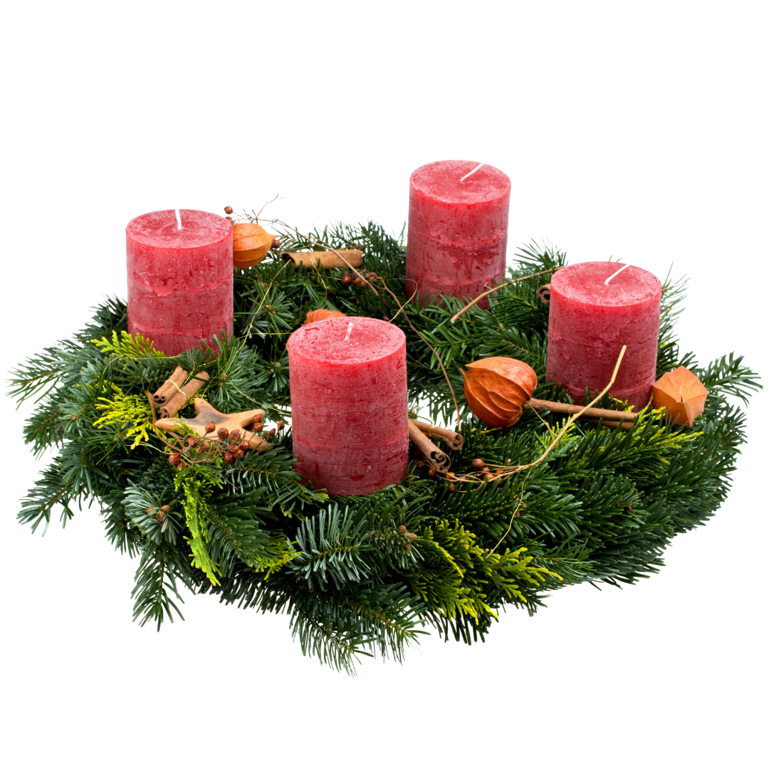 Adventskranz mit vier Kerzen.