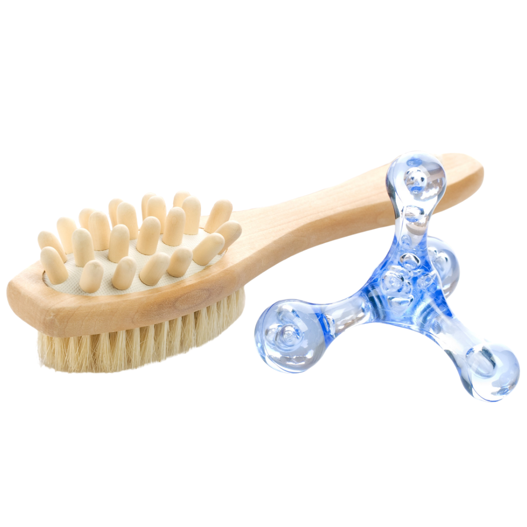 Massage- und Reinigungsutensilien.