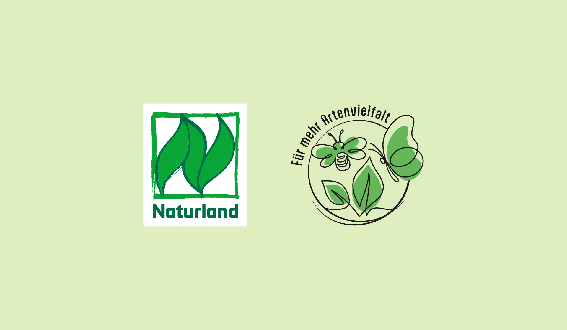 Naturland-Logo und 'Für mehr Artenvielfalt'-Grafik.
