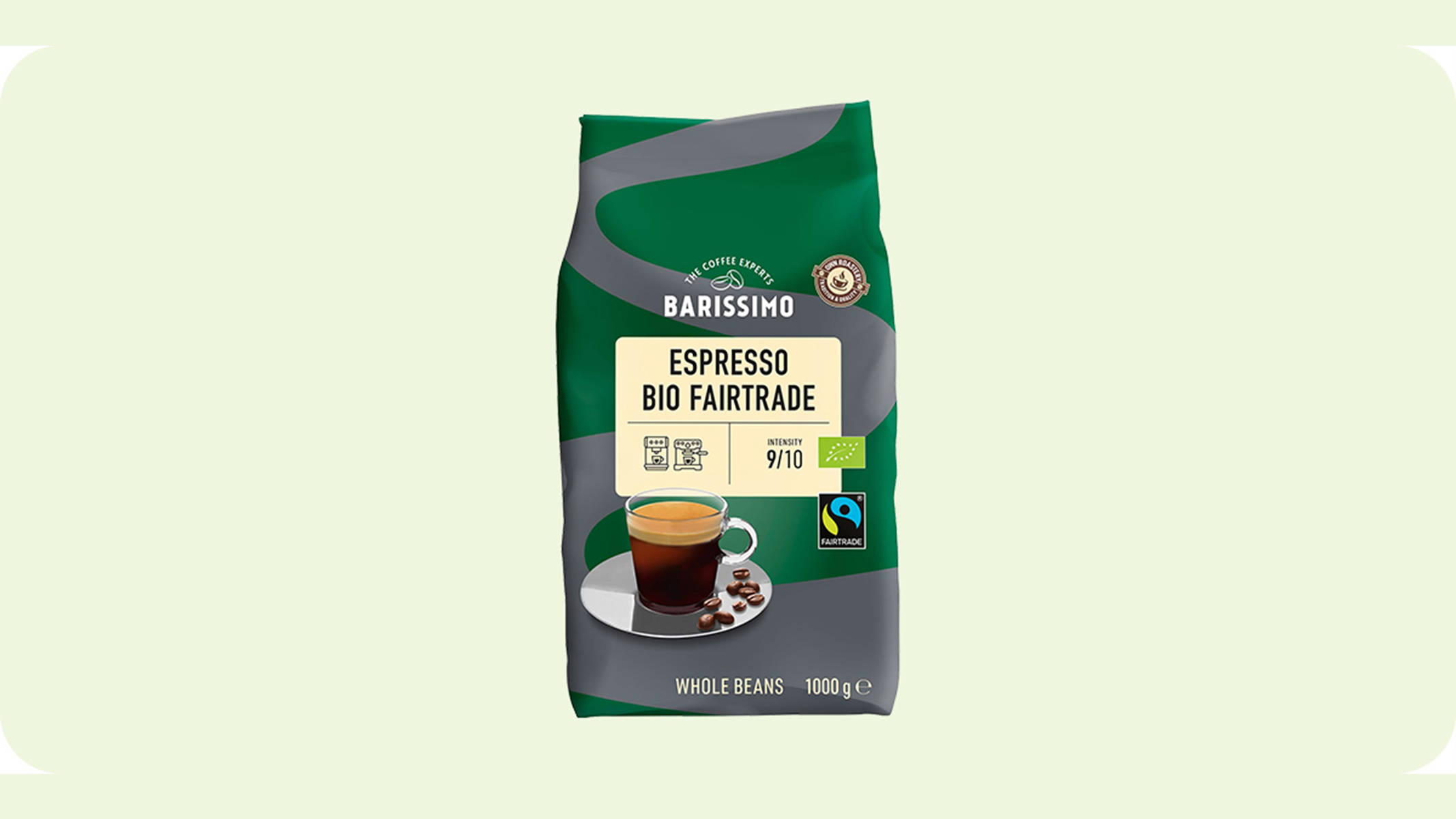 Abbildung von einer Barissimo Bio Fairtrade Espresso Verpackung.
