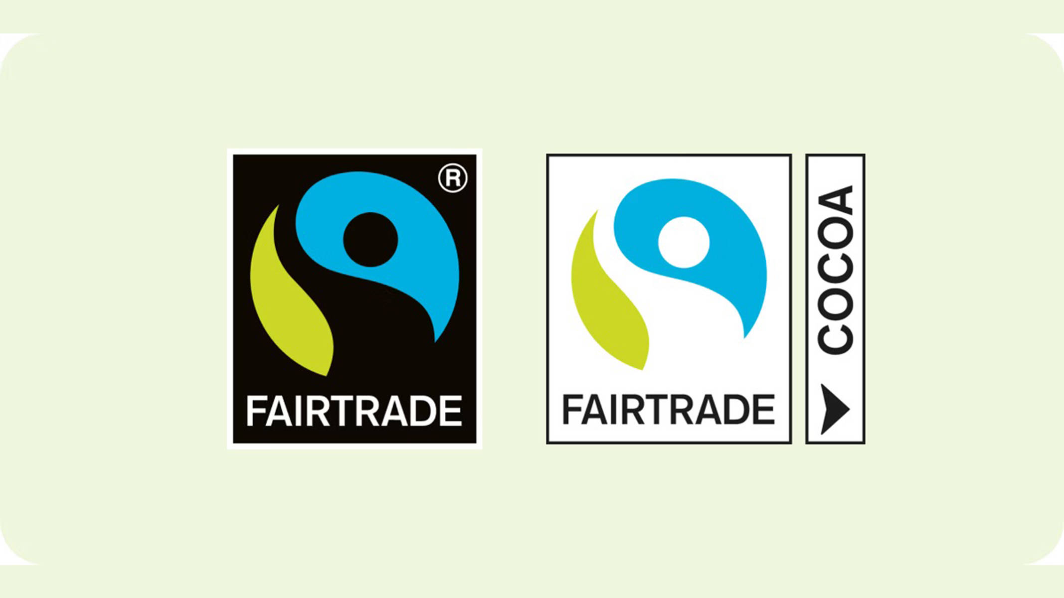 Fairtrade Logo und Fairtrade Cocoa Logo.