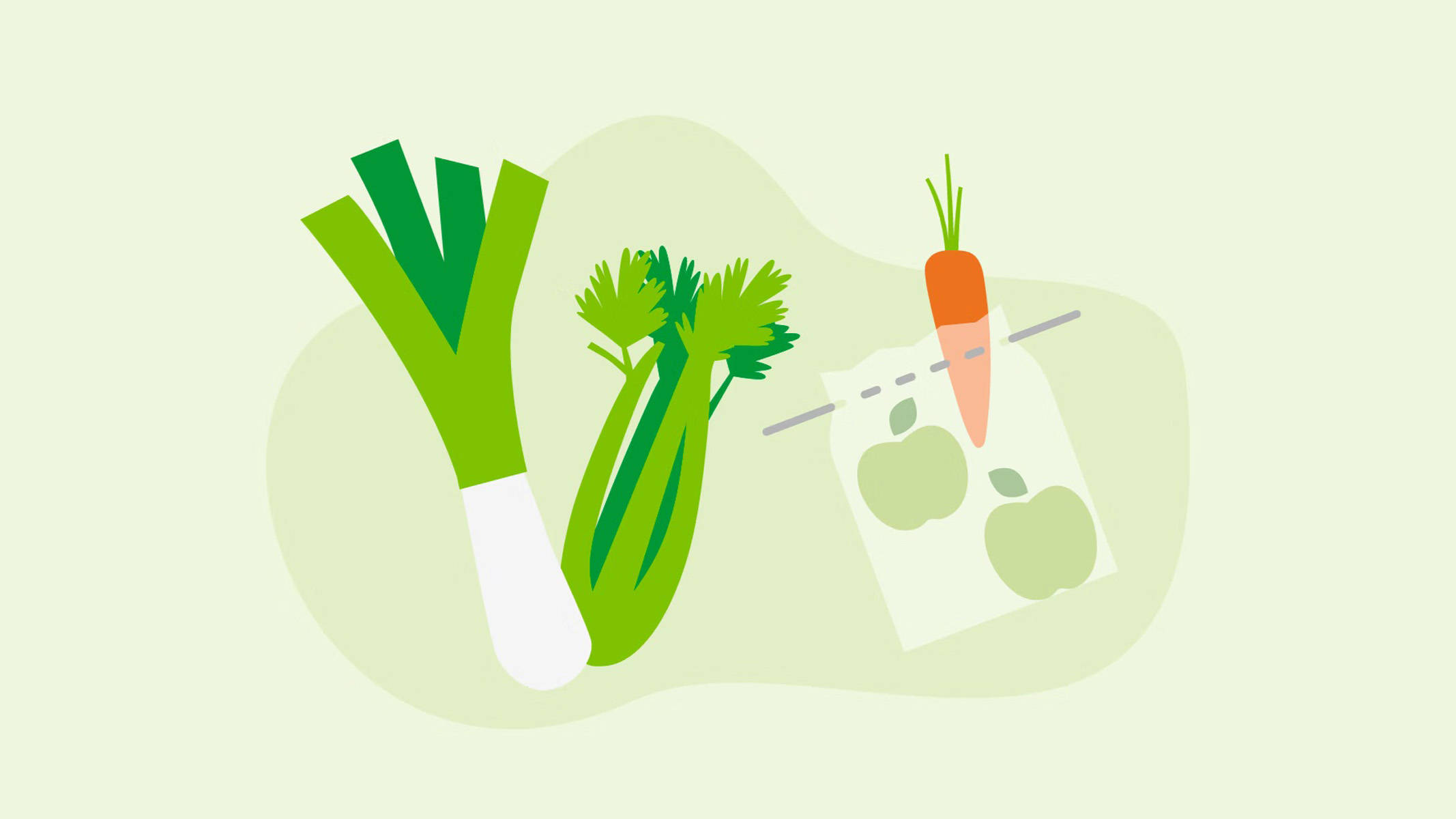 Eine Grafik von verschiedenem Obst und Gemüse.