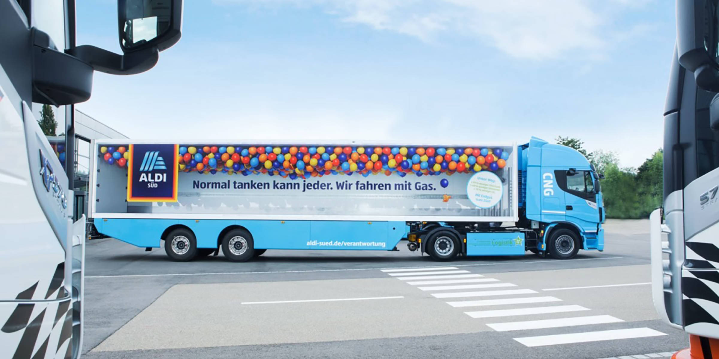 Erdgas-LKW bei ALDI SÜD.