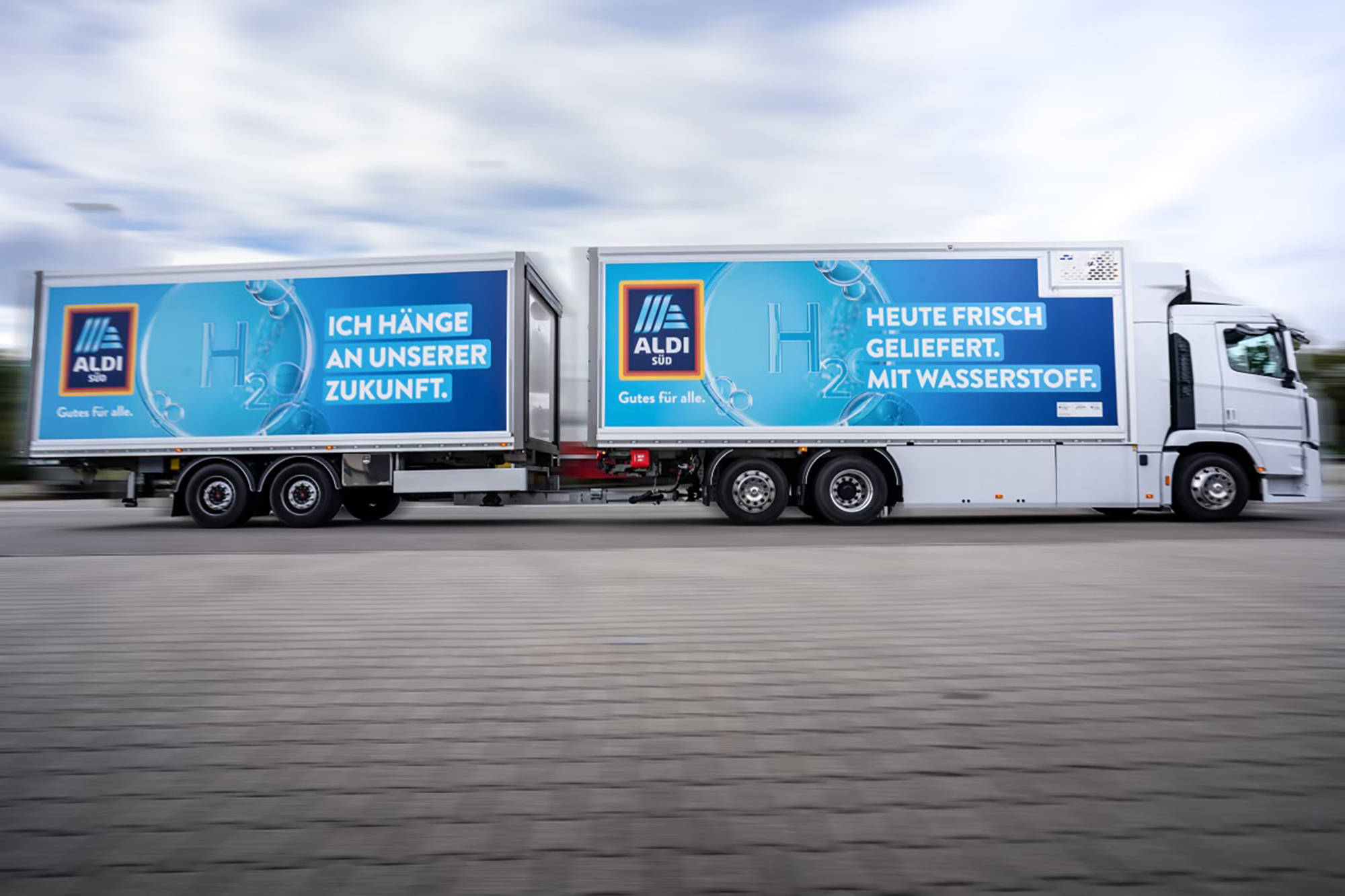 Wasserstoff-LKW bei ALDI SÜD.