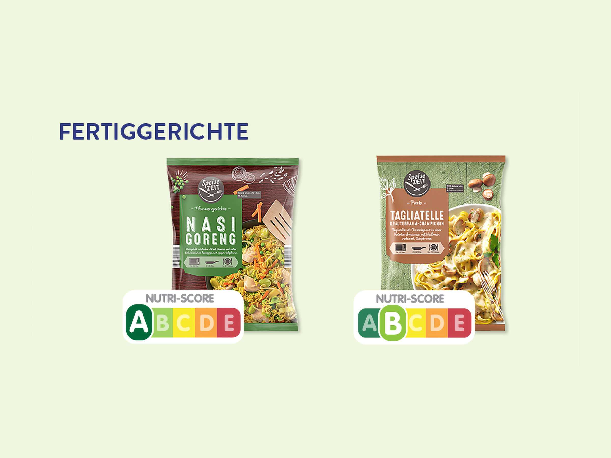 Nutri-Score auf ALDI SÜD Fertiggerichten.