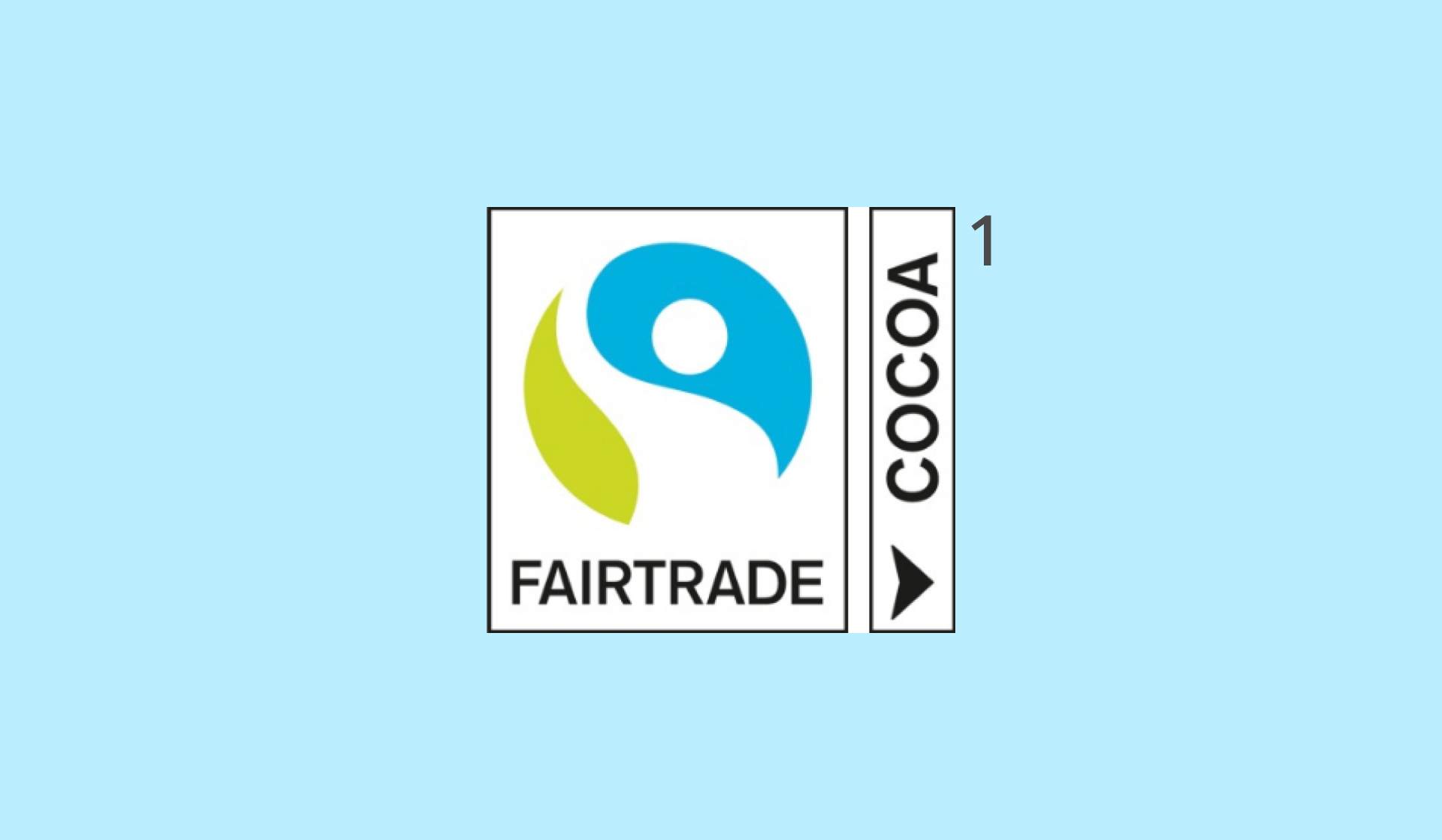 Fairtrade Siegel mit Cocoa-Hinweis.