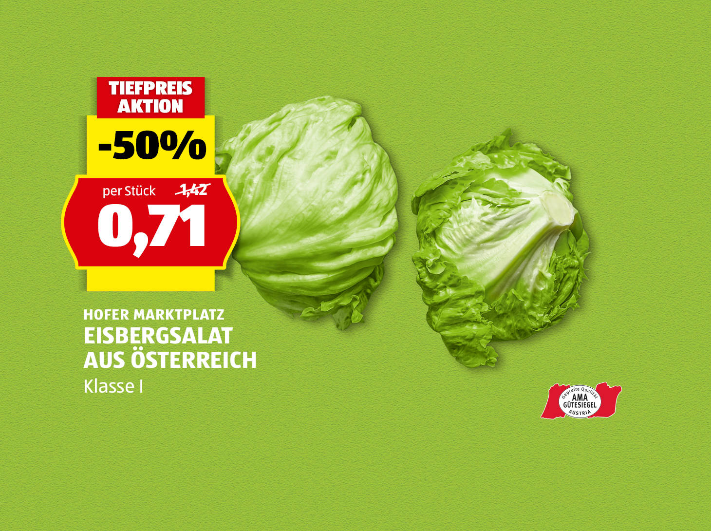 Hofer Marktplatz Eisbergsalat, € 0,71