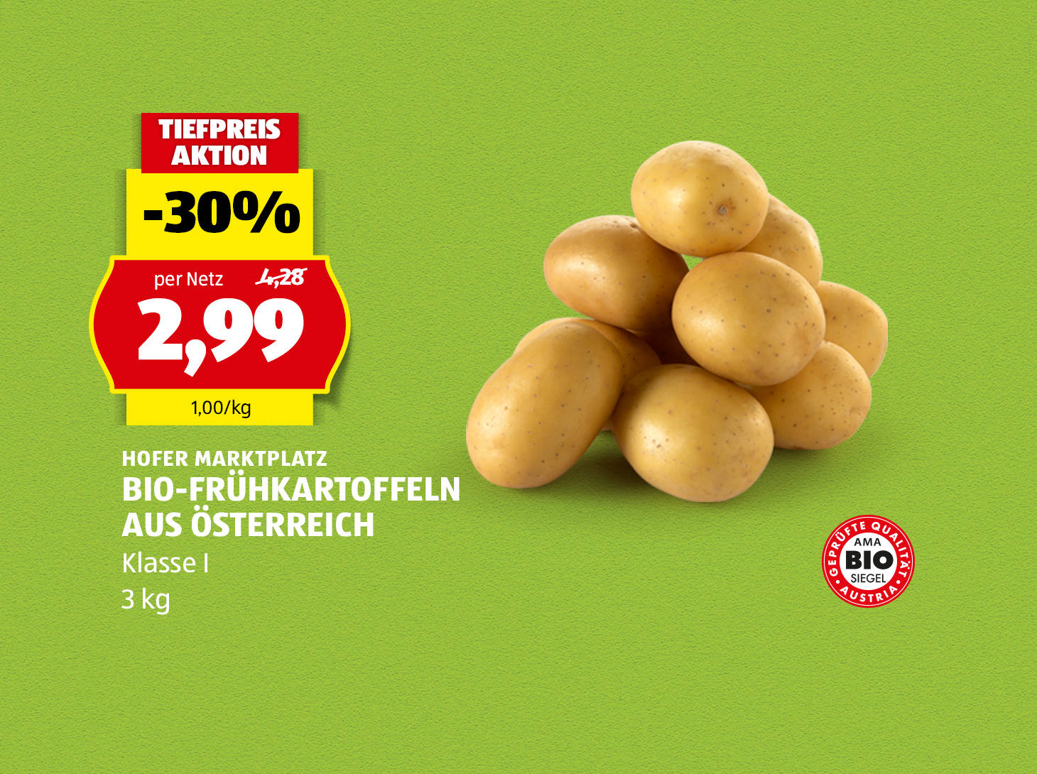 Hofer Marktplatz Bio-Frühkartoffeln aus Österreich, € 2,99