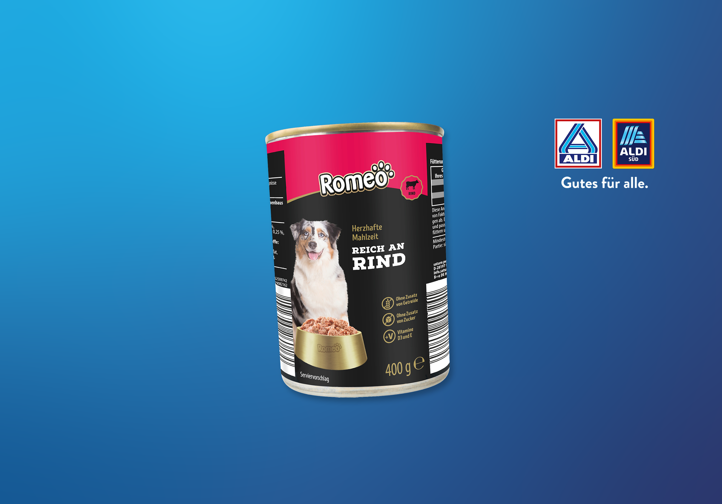 Produktabbildung ROMEO Hundefutter Dose.