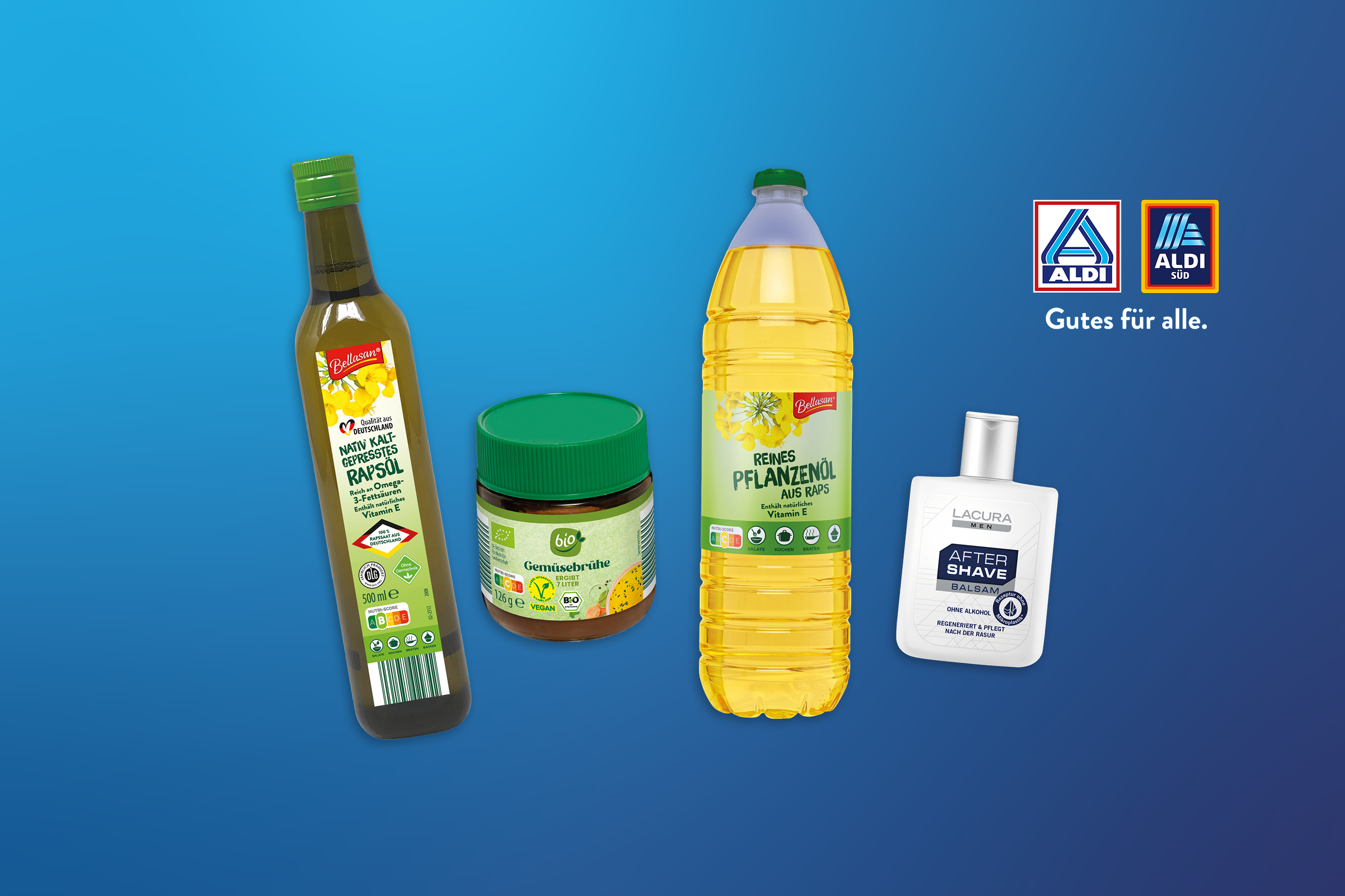 ALDI Eigenmarken im Produkttest: Rapsöl, Gemüsebrühe und Aftershave.