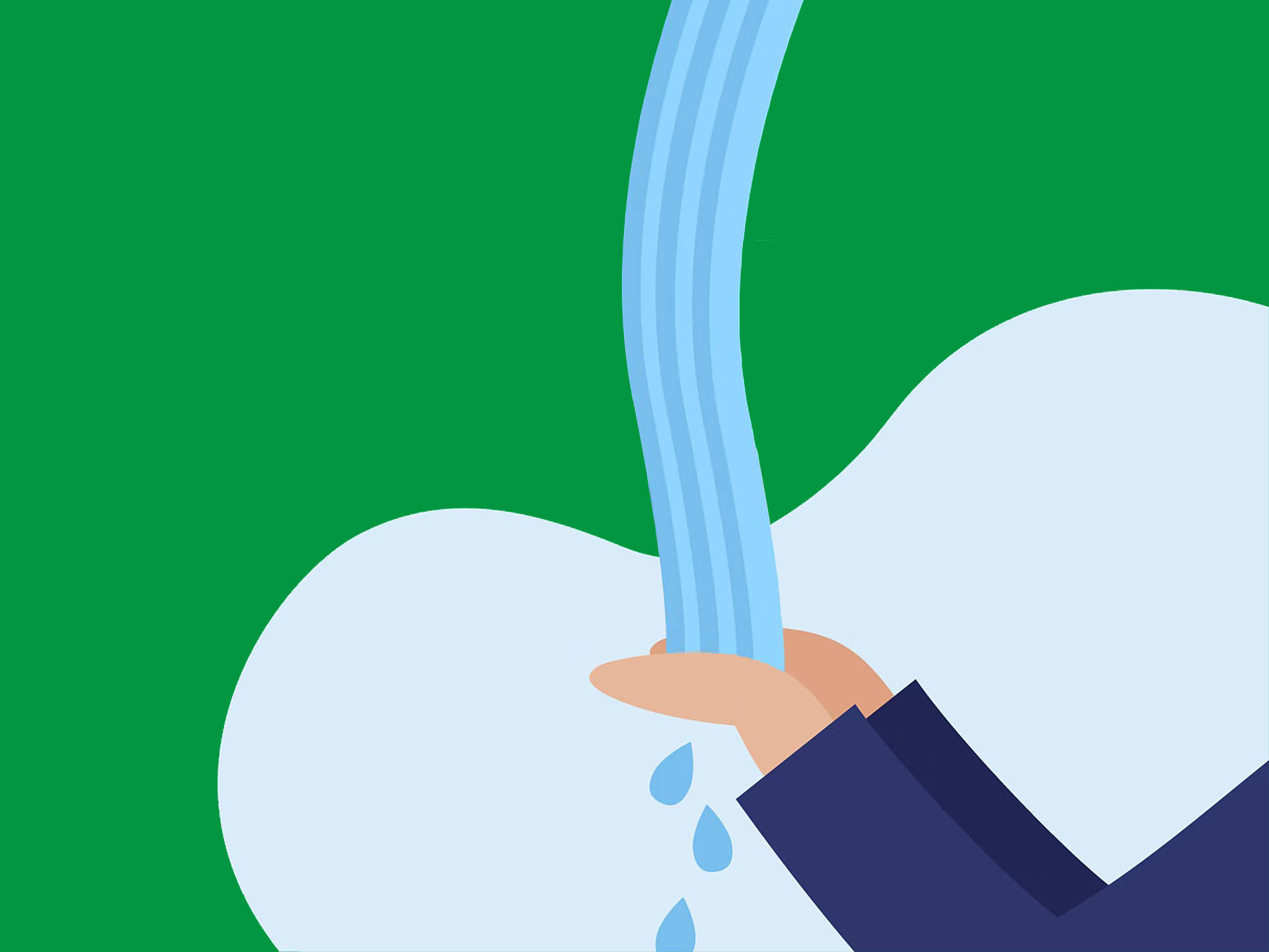 Grafik von zwei Händen die Wasser auffangen. 