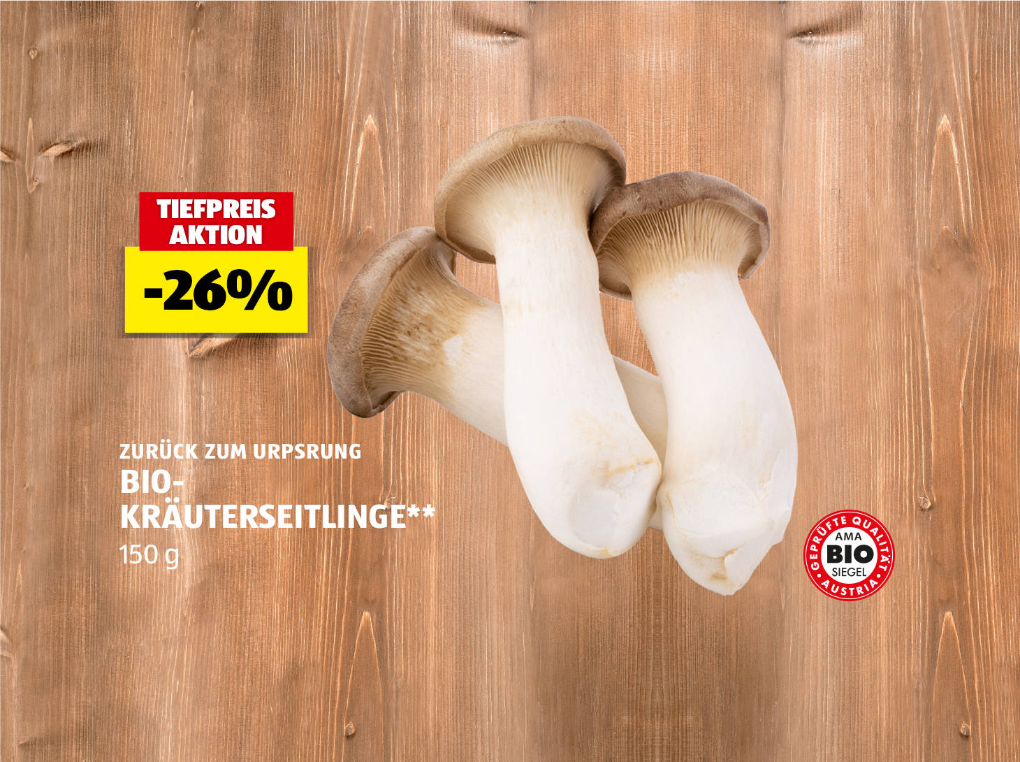 Bio-Kräuterseitling, 150 g, -26% preisgesenkt gegenüber dem am 22.10. gültigen Verkaufspreis