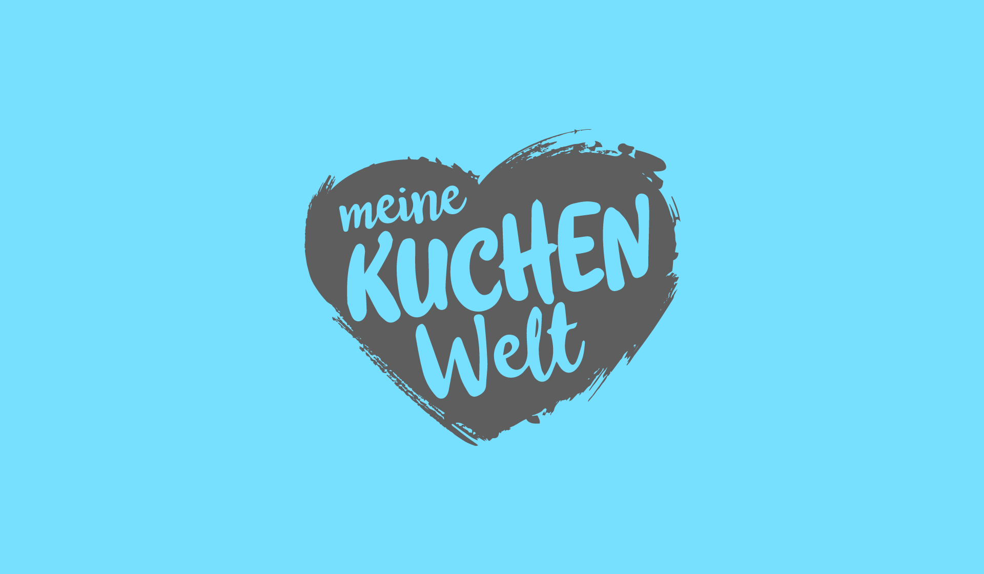 Logo "MEINE KUCHEN WELT" auf herzförmigem Hintergrund
