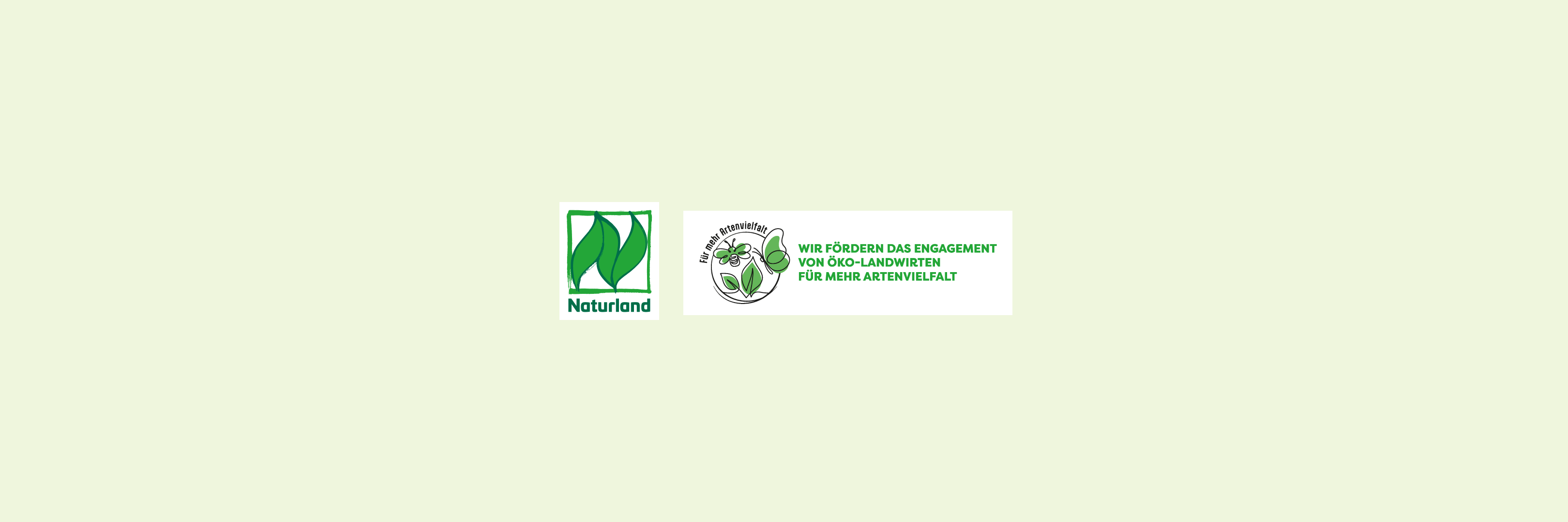 Logo von Naturland und Für mehr Artenvielfalt.