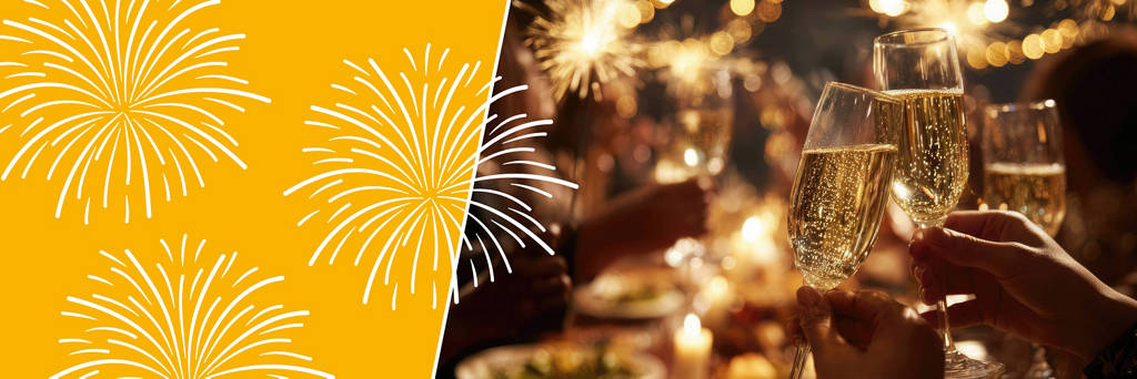 Freunde stoßen mit Sektgläsern an!