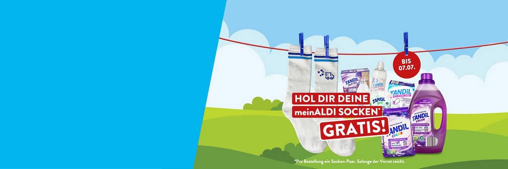 Hol dir deine meinALDI Socken gratis! – Pro Bestellung ein Socken-Paar. Solange der Vorrat reicht.