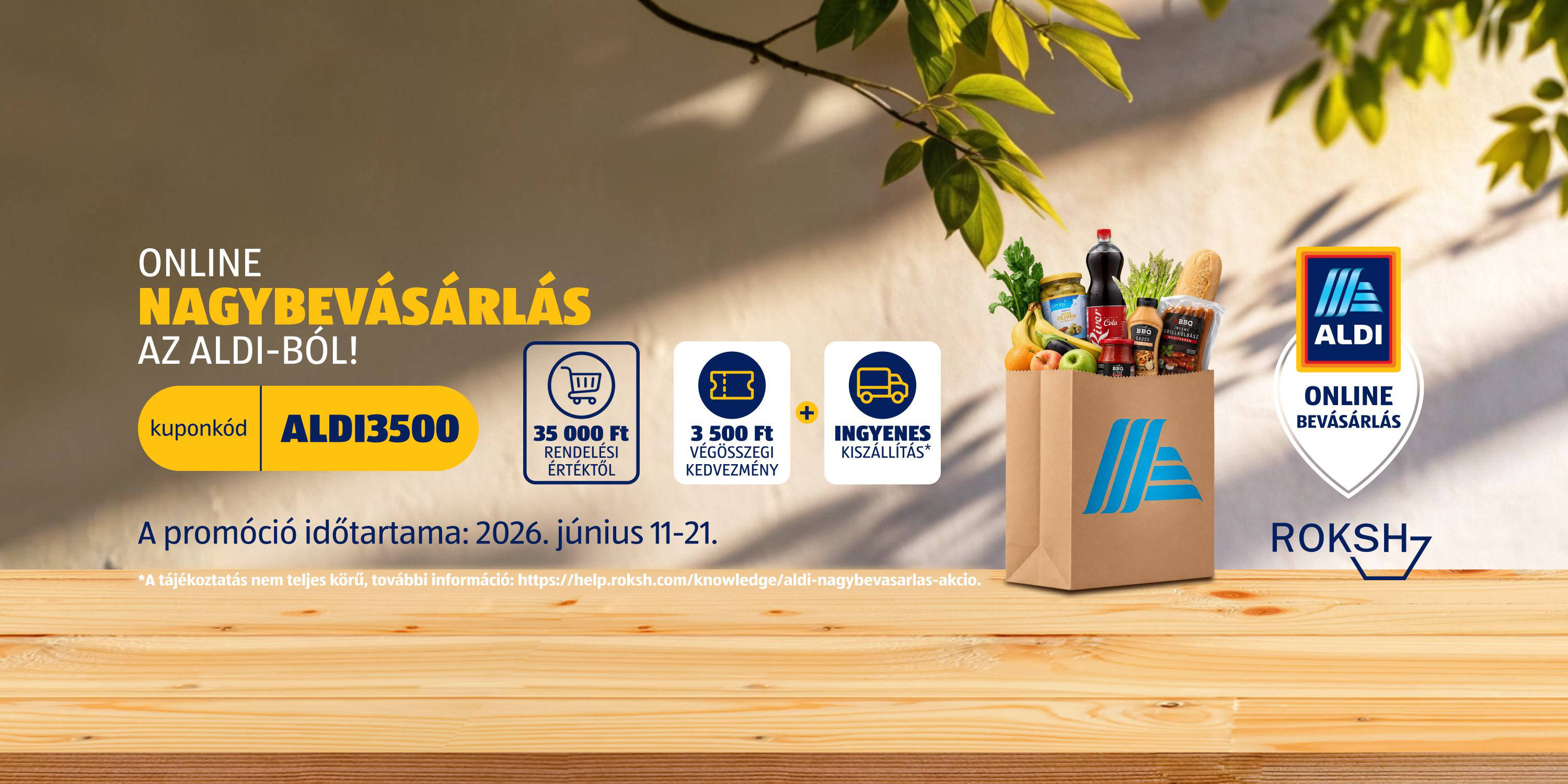ALDI online nagybevásárlás kuponkód: ALDI3500