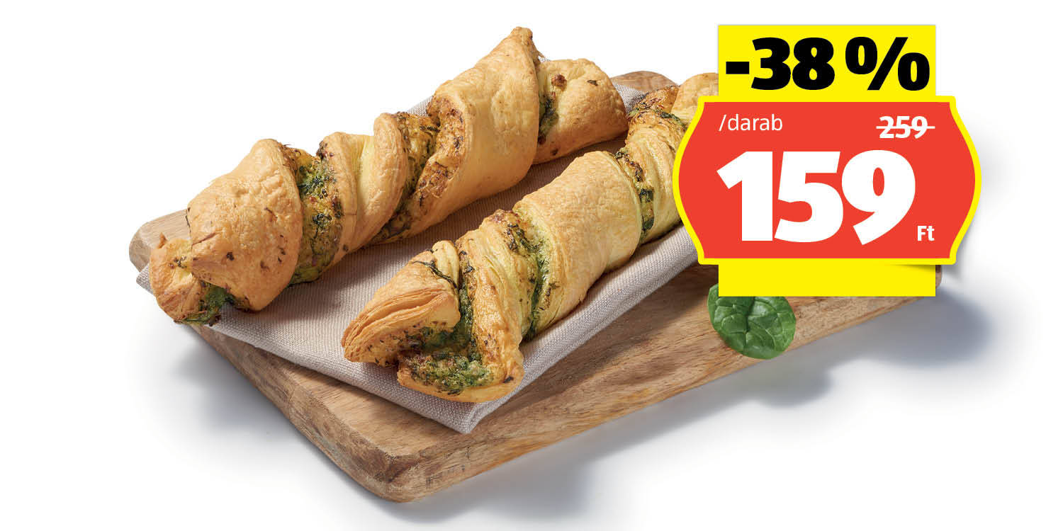 AZON MELEGÉBEN Spenótos-krémfehérsajtos twister, 100 g/darab