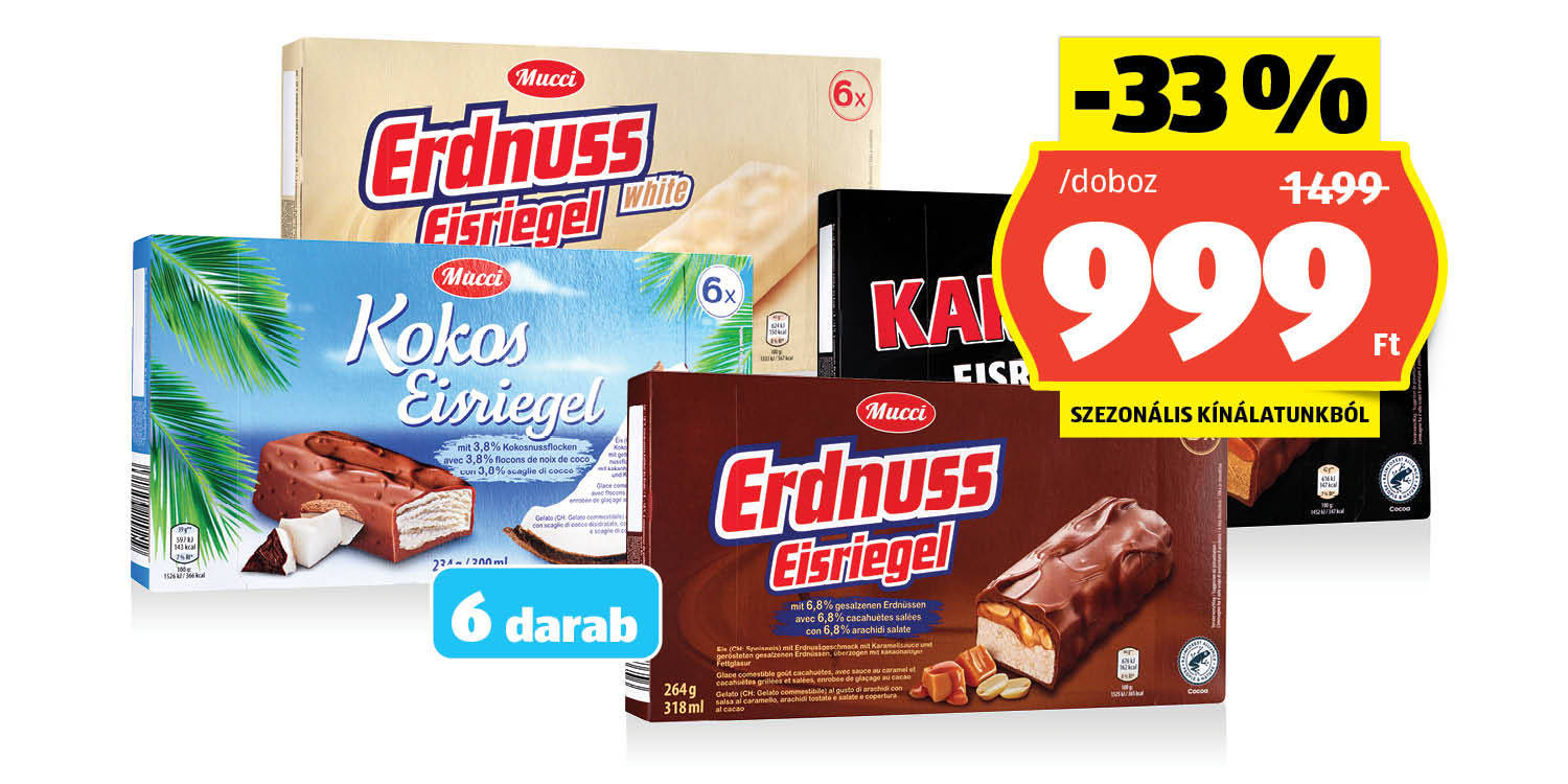 MUCCI Jégkrémszelet, 318 ml, 306 ml vagy 300 ml/doboz