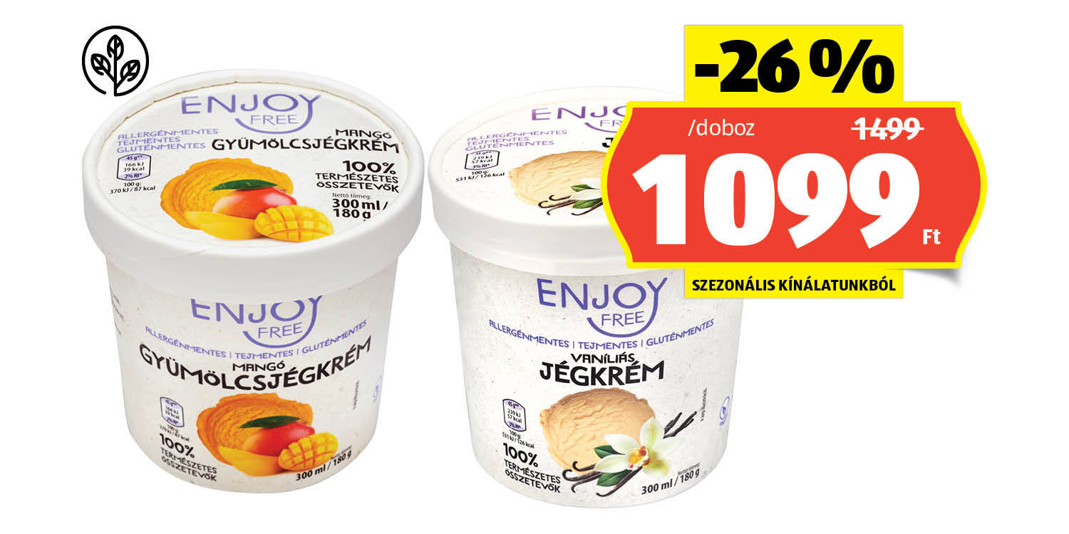 ENJOY FREE Vegán jégkrém, 300 ml/doboz